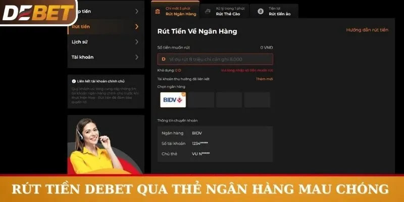 Rút tiền Debet qua thẻ ngân hàng mau chóng